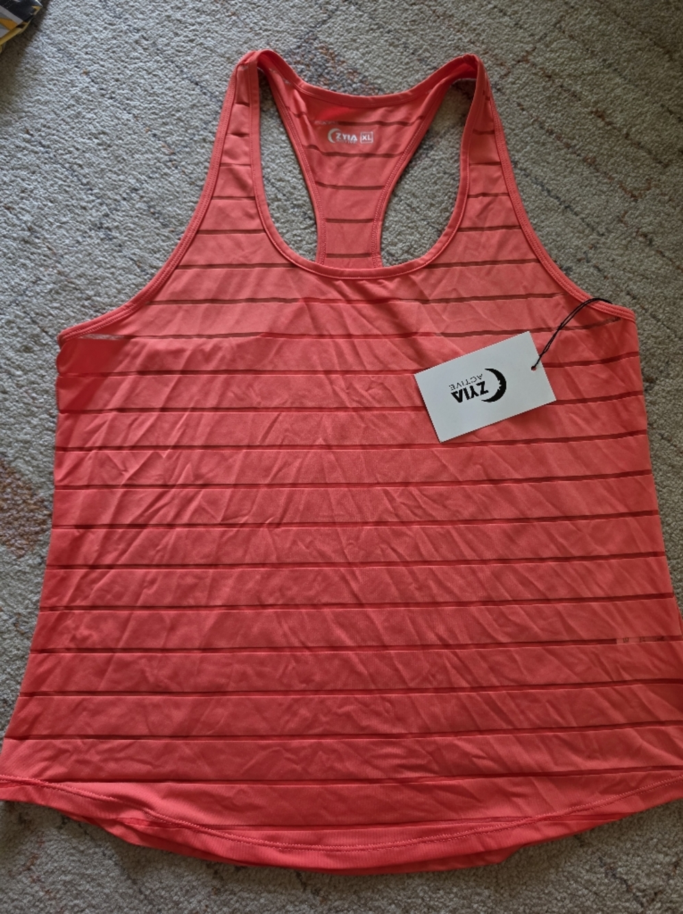 NWT Coral Striped Racerback Workout Tank Top Activewear Lightweight Women’s XL